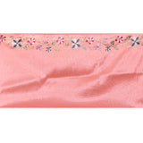 Peach Pink With Peacock And Floral Vine Embroidery Satin Saree