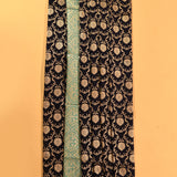 Black Gold Zari Floral Jaal Pure Silk Banarasi Saree With Contrast Teal Green Ogee Pallu