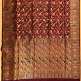 Wine Purple Gold Zari Meenakari Floral Jaal Pure Silk Banarasi Saree With Dense Meenakari Pallu