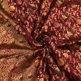 Wine Purple Gold Zari Meenakari Floral Jaal Pure Silk Banarasi Saree With Dense Meenakari Pallu