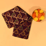 Dark Plum Gold Zari Meenakari Paisley Vine Pure Silk Banarasi Saree With Heavy Gold Floral Pallu
