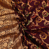 Dark Plum Gold Zari Meenakari Paisley Vine Pure Silk Banarasi Saree With Heavy Gold Floral Pallu
