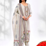 Ash Grey Cotton Mughal Printed Kurta Set