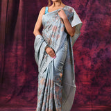 Lavender With Floral Embroidery And Sequin Work Tissue Silk Saree