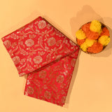 Classic Red Gold Zari Floral Jaal Pure Silk Banarasi Saree With Large Kalash Pallu