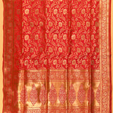 Classic Red Gold Zari Floral Jaal Pure Silk Banarasi Saree With Large Kalash Pallu