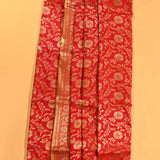 Classic Red Gold Zari Floral Jaal Pure Silk Banarasi Saree With Large Kalash Pallu