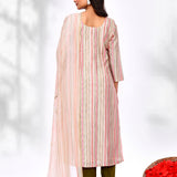 Soft Pink Cotton Butterfly Design Kurta Set