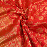 Classic Red Gold Zari Floral Jaal Pure Silk Banarasi Saree With Large Kalash Pallu