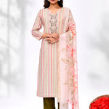 Soft Pink Cotton Butterfly Design Kurta Set