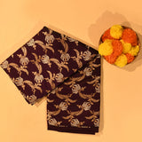Deep Aubergine Dual Tone Zari Floral Sprig Pure Silk Banarasi Saree With Dense Gold Pallu