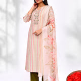 Soft Pink Cotton Butterfly Design Kurta Set