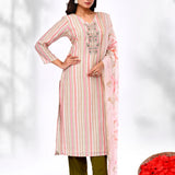 Soft Pink Cotton Butterfly Design Kurta Set