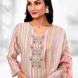 Soft Pink Cotton Butterfly Design Kurta Set