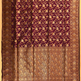 Magenta Purple Dual Tone Zari Floral Jaal Pure Silk Banarasi Saree With Dense Floral Jaal Pallu