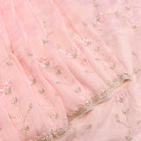 Baby Pink Saree With Silver Vine Embroidery And Sequin Florals