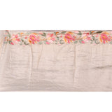 Silver Grey With Multicolor Floral Paisley Applique Work Tissue Silk Embroidered Saree