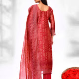 Candy Red Chiffon Floral Printed Kurta Set