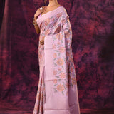 Lavender With Floral Embroidery And Sequin Work Tissue Silk Saree