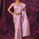 Lavender With Floral Embroidery And Sequin Work Tissue Silk Saree