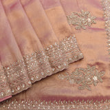 Dusty Rose Tie-Dye Saree With Silver Floral Booti And Embellished Border