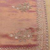 Dusty Rose Tie-Dye Saree With Silver Floral Booti And Embellished Border
