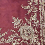 Mauve Saree With Floral Booti And Paisley Embroidered Border