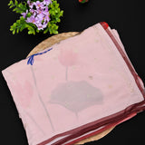 Blush Pink Kanjivaram Saree With Hand-Painted Lotus Motifs And Gold Stone Work