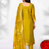 Venom Green Tissue Silk Golden Zari Kurta Set