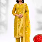 Venom Green Tissue Silk Golden Zari Kurta Set