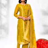 Venom Green Tissue Silk Golden Zari Kurta Set