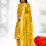 Venom Green Tissue Silk Golden Zari Kurta Set