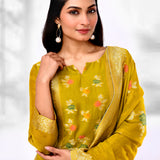 Venom Green Tissue Silk Golden Zari Kurta Set