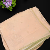 Peach Embellished Foil Work Designer Saree