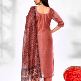 Rust Brown Chiffon Floral Printed Kurta Set