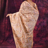 Refined Beige With Floral And Heritage Temple Motifs Chanderi Saree