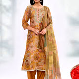 Mustard Yellow Tissue Floral Printed Kurta Set