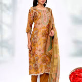 Mustard Yellow Tissue Floral Printed Kurta Set