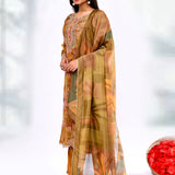 Mustard Yellow Tissue Floral Printed Kurta Set