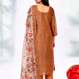 Earthy Brown Kota Floral Printed Kurta Set