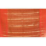 Amber Orange With Vertical Zari Stripes Kanjivaram Tissue Saree