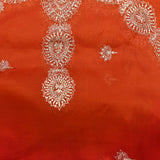 Red Organza Saree With Heavy Hand Embroidered Floral Vine Border And Star Booti