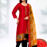 Crimson Red Dupion Silk Warli Printed Kurta Set