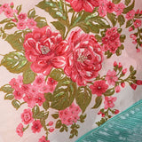 Peach Designer Saree With Hand-Painted Floral Embroidery And Striped Pallu