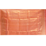 Silver-Copper Dual-Tone With Floral Print & Striped Border Kanjivaram Silk Saree