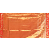Gold With Red Contrast Shikargah Border Kanjivaram Silk Saree