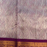 Silver Grey And Magenta Kanjivaram Silk Saree With Gold Zari Woven Border