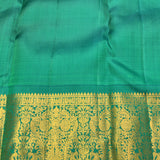 Pink And Green Kanjivaram Silk Saree With Gold Zari Leaf Weave And Ornate Border