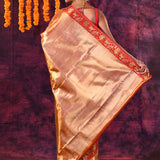Gold With Red Contrast Shikargah Border Kanjivaram Silk Saree