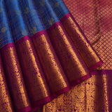 Royal Blue Kanjivaram Silk Saree With Magenta-Gold Zari Border